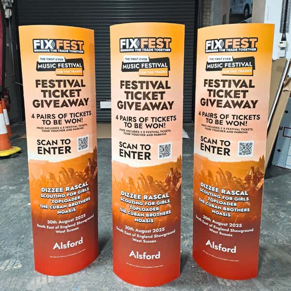 An image of totem signs for Fix Fest.